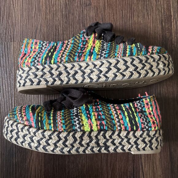 Sam Edelman Circus Y2K 90s 80s Retro Neon BRANDON Stripe Espadrille Platform s7 - Picture 2 of 5